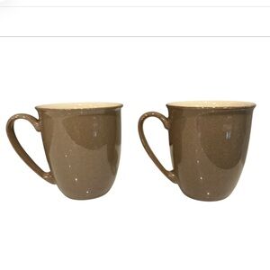 Denby Everyday Stoneware Mug Set Of 2 Tan Brown Freezer Dishwasher Oven Safe